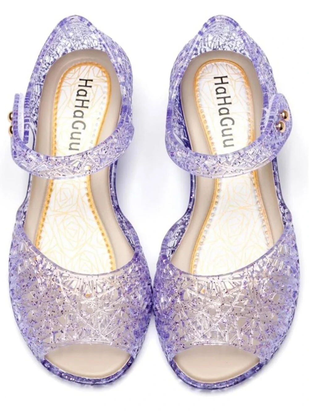Girls Glitter Jelly Sandals Low Heel Princess Dress Up Party Shoes 6 7 8 9 11 12